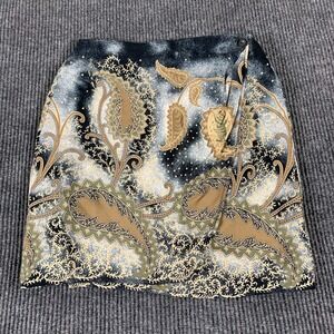 VTG Monte Skirt Womens 10 Blue Floral Paisley Wrap Short Lined Lightweight Retro